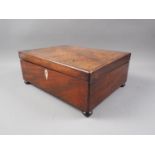 A mahogany converted jewellery box, on bun feet, 13 1/2" wide x 5 1/4" high
