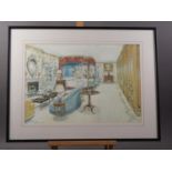 A set of five early 20th century watercolour studies, interior decoration designs, 14" x 20", in