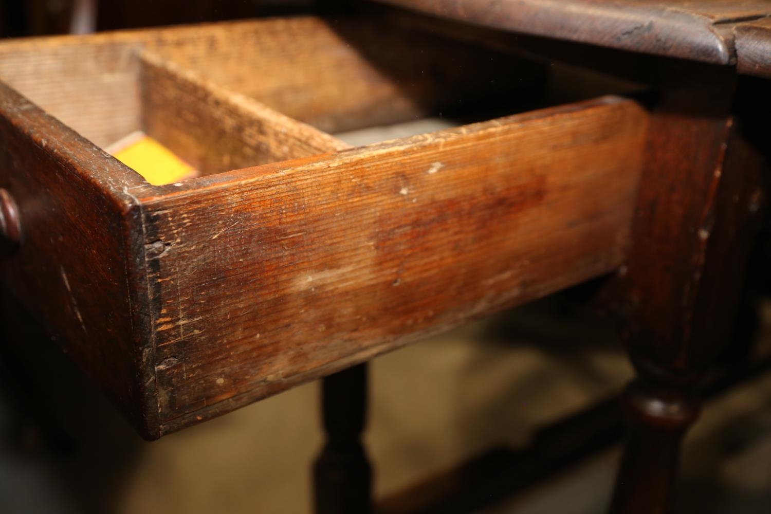 A 19th century oak oval gate leg dining table, on turned and stretchered supports, 48" wide x 62 1/ - Image 5 of 5