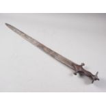 A 19th century Indian Tulwar type sword, blade 27 3/4" long