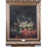 D Schryver: oil on canvas, still life with grapes (cleaned and relined) 17 1/4" x 14 1/2", in gilt