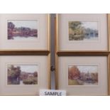 A Tombleson's map of the Thames and seven colour prints, Thames scenes, in gilt strip frames