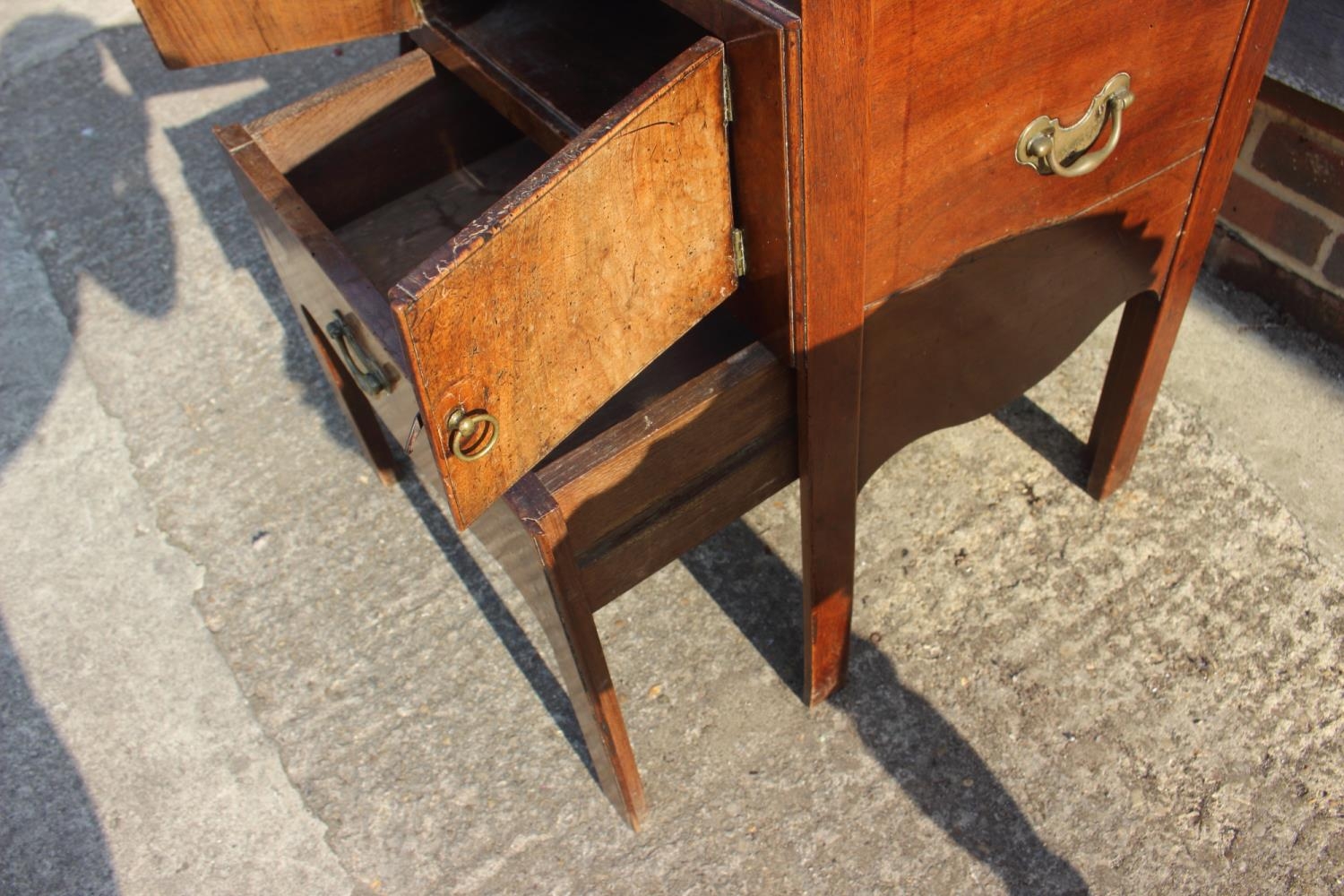 A 19th century mahogany tray top washstand enclosed two doors over pull-out slide, 21 1/2" wide x - Image 4 of 5