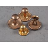 Three 9ct gold collar studs, 3.2g gross, and an 18ct gold collar stud, 0.8g