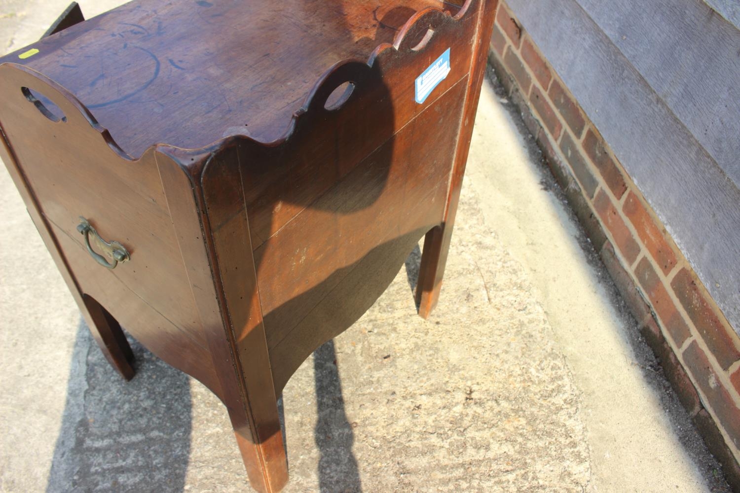 A 19th century mahogany tray top washstand enclosed two doors over pull-out slide, 21 1/2" wide x - Image 5 of 5