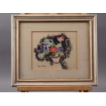 Paul Maze: pastels, still life of anemones, 6" x 7 1/2", in painted frame