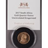 A 2017 South Africa 1/4oz fine gold coin