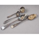Two Georgian silver berry spoons and two Georgian silver sifter spoons, 6.6oz troy approx