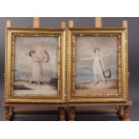 After Adam Buck: a pair of early 19th century hand-coloured engravings, children, in gilt frames