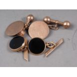 Two pairs of 9ct gold cufflinks, 8.7g