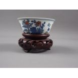 A Chinese porcelain Ducai tea bowl, decorated chickens, six-character mark to base, 3 1/4" dia, on