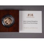 A 2018 gold proof sovereign, in fitted box with certificate