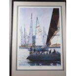 Michael Vaughan: a signed limited edition colour print, "Cowes Week II", 835/850, in ebonised frame