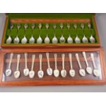 A set of twelve silver Royal Horticultural Society flower spoons, in mahogany case, 10oz troy