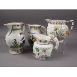 A 19th century Pratt type relief decorated jug, "Marriage at Gretna" and classical scene, 7" high, a