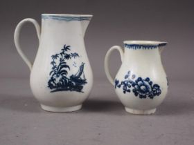 A mid 18th century Worcester blue and white sparrow beak jug with transfer printed chinoiserie