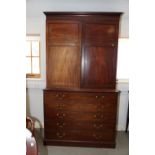A 19th century mahogany secretaire bookcase, the upper section enclosed two doors over non-fitted