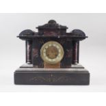 An early 20th century slate and marble cased mantel clock, 13" high