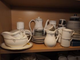 A Royal Doulton "Andante" pattern dinner and coffee set for eight, and a Briglin studio pottery part