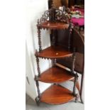 A 19th century polished as rosewood four-tier corner whatnot, 24" wide x 13" deep x 49" high