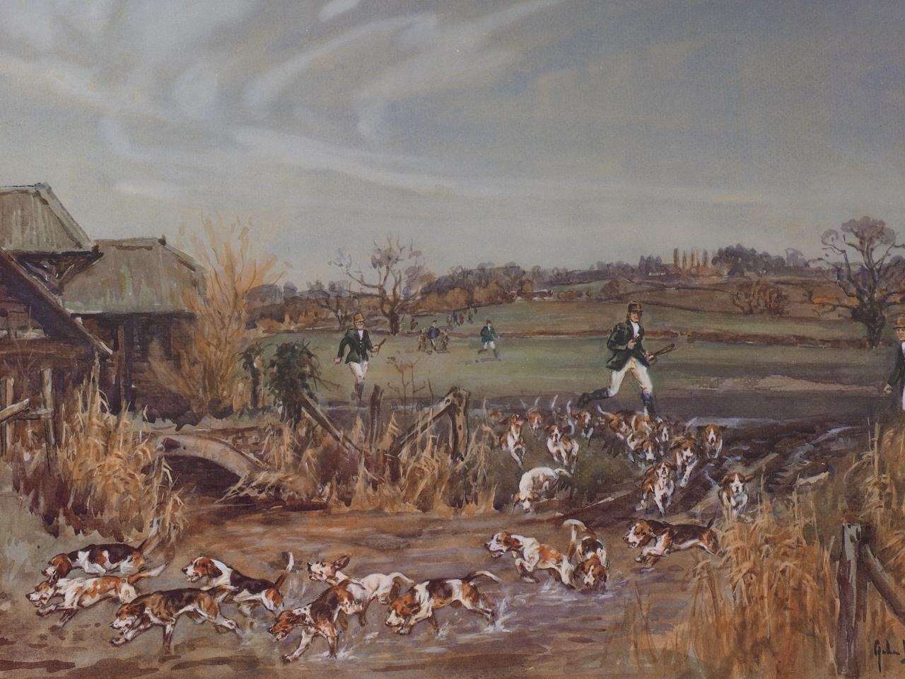 John King: a signed limited edition colour print, "The Palmer Milburn Beagles at Bucklebury", in - Bild 3 aus 6