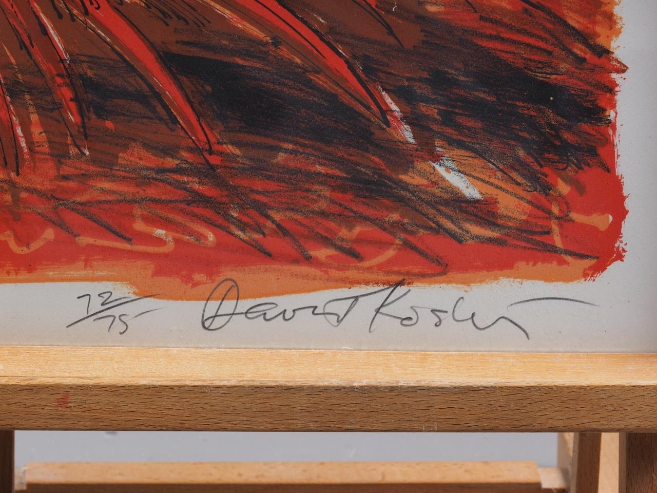 David Koster: a signed limited edition screen print, golden pheasants, 72/75, in strip frame - Bild 6 aus 6
