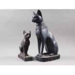 Two composition "Egyptian" cats, larger 14 1/2" long