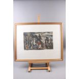 Roland Oudot: a signed limited edition lithograph, "Artemis Surprise", 59/75, in gilt frame