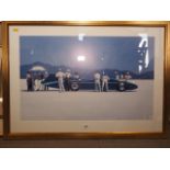 Jack Vettriano: a print, "Bluebird at Bonneville", in gilt strip frame, Julia Fitzgibbon: