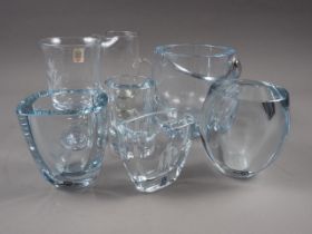 Five pieces of Strombergshyttan glass, comprising an ice bucket, 5 1/2" high, and four vases,