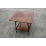 A walnut square two-tier occasional table, on barley twist splay supports, 24" square x 26" high