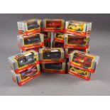 Twenty-one Burego die-cast model European cars, including a Fiat Cinquecento Rally, a Lancia Delta