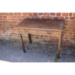 A largely early 19th century Cuban mahogany side table, fitted single drawer, on chamfered supports,