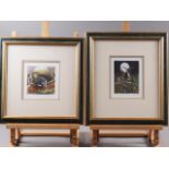 James Shearing: two signed limited edition coloured etchings, "The Woodman", 14/150, and "Sparring