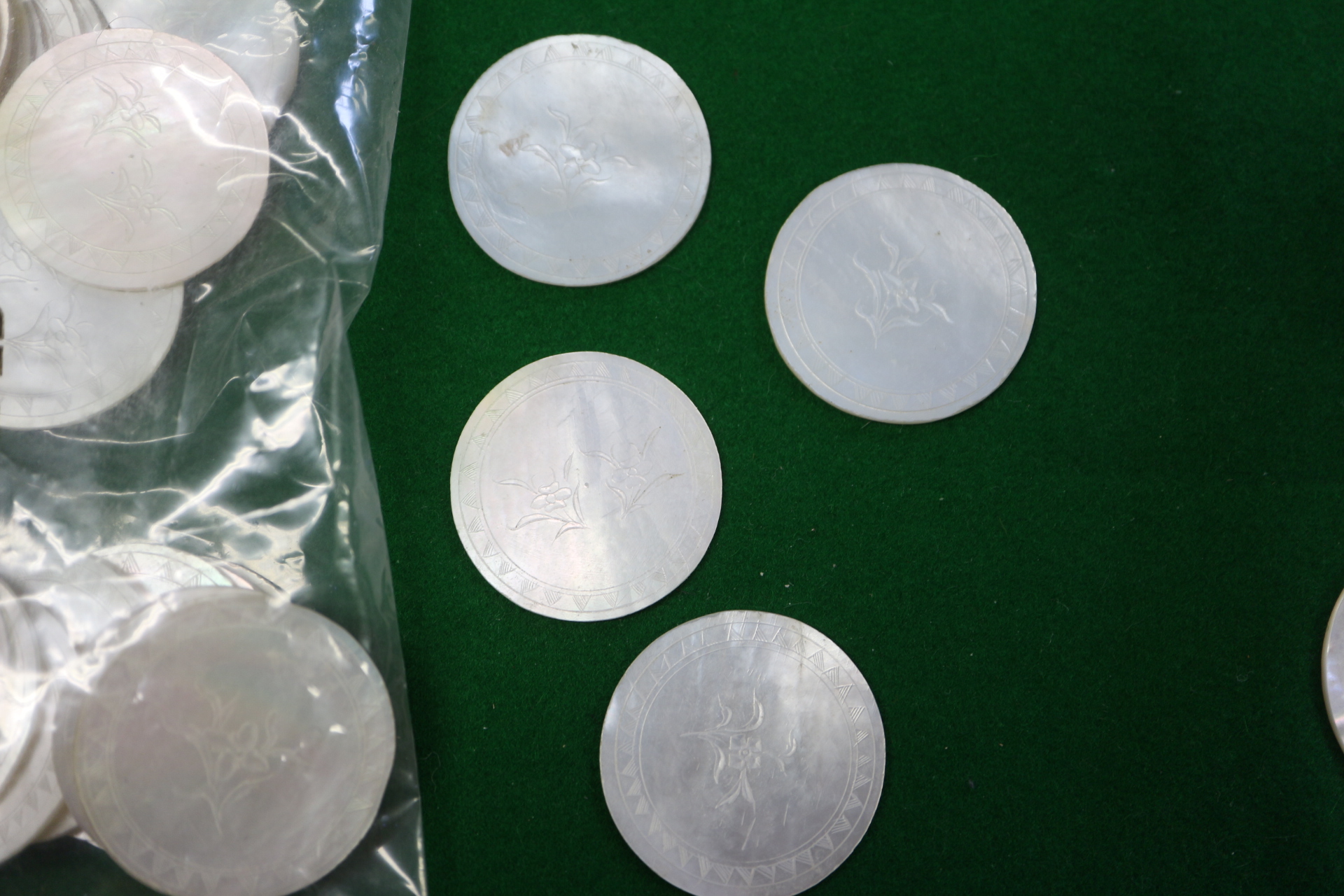 A quantity of Chinese mother-of-pearl gaming counters, 212 approx, and a Chinese blue and white - Image 7 of 12