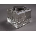 A cut glass and silver mounted desk inkwell