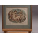 After Batolozzi RA: an early 19th century hand-coloured stipple engraving, Venus, in gilt frame