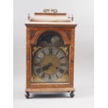 An 18th century Dutch rosewood and inlaid bracket clock with brass dial, silvered chapter ring and