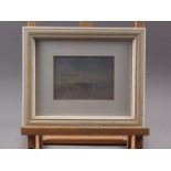 Caroline Meynell: oil on canvas faced board, "Edge of Memory III", 4" x 5 3/4", in limed strip frame