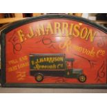 A hand-painted F J Harrison Removals sign, 36" wide