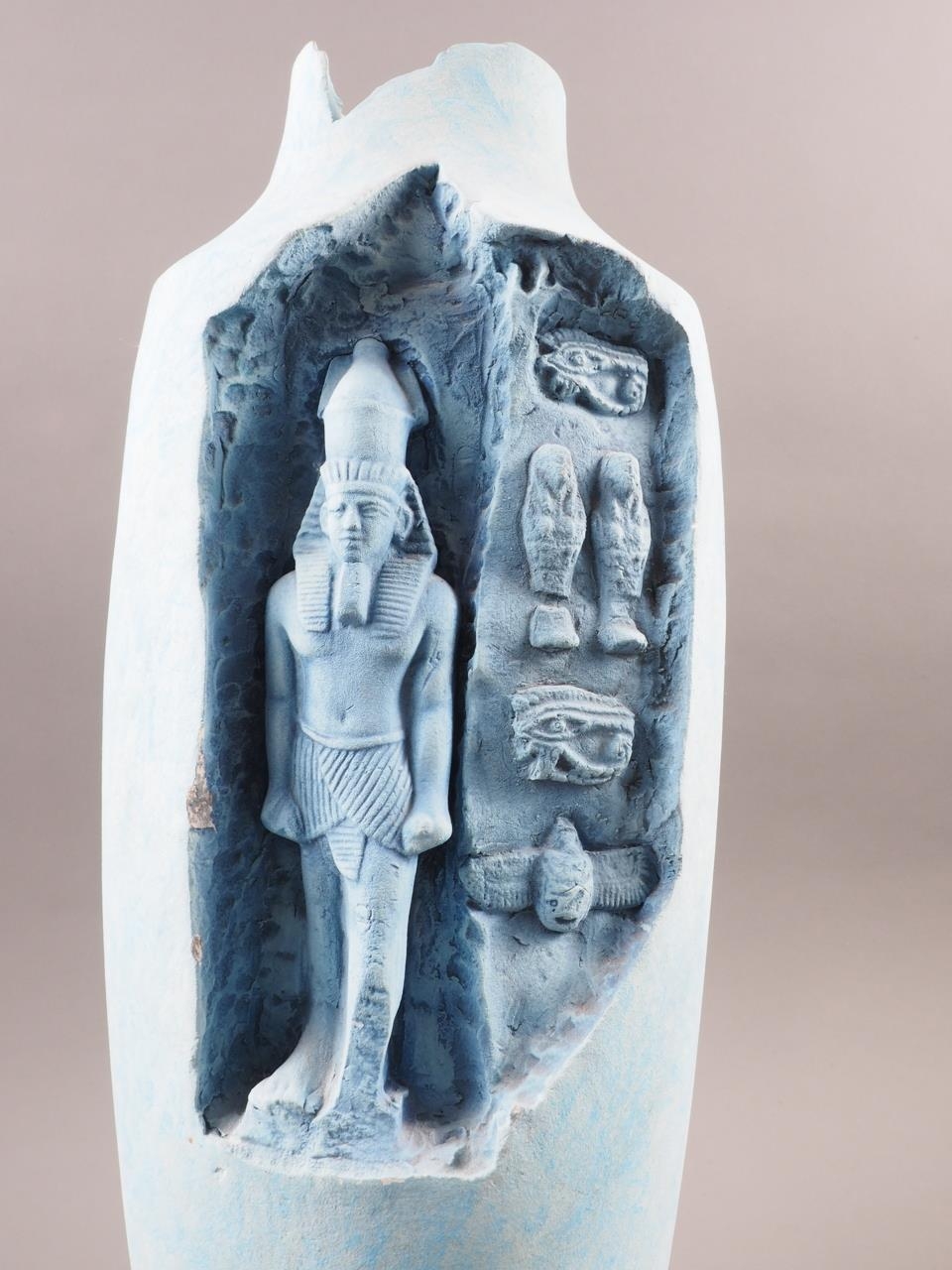 A modern Egyptian mania sculptural vase with Abu symbol figure, 17 1/4" high - Image 2 of 5