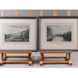 A pair of colour prints, Venetian scenes, two Egyptian watercolours on papyrus, two photographs of