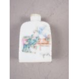A Chinese porcelain snuff bottle with figure decoration and Xianfeng mark, 2 1/2" high
