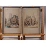 T M Ranke: two watercolour views of "Felmap - Normandy" and "... Britany", 10" x 7 1/2", in gilt