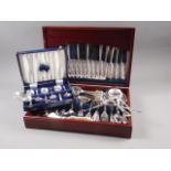 A canteen of Sheffield silver plated cutlery and a cased set of spoons