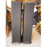 A pair of Mission 753 two-way bass assist speakers, in black ash cabinets