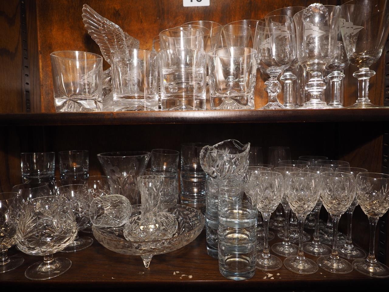 A quantity of glassware, including Royal Brierley brandy balloons, contemporary whisky tumblers, cut