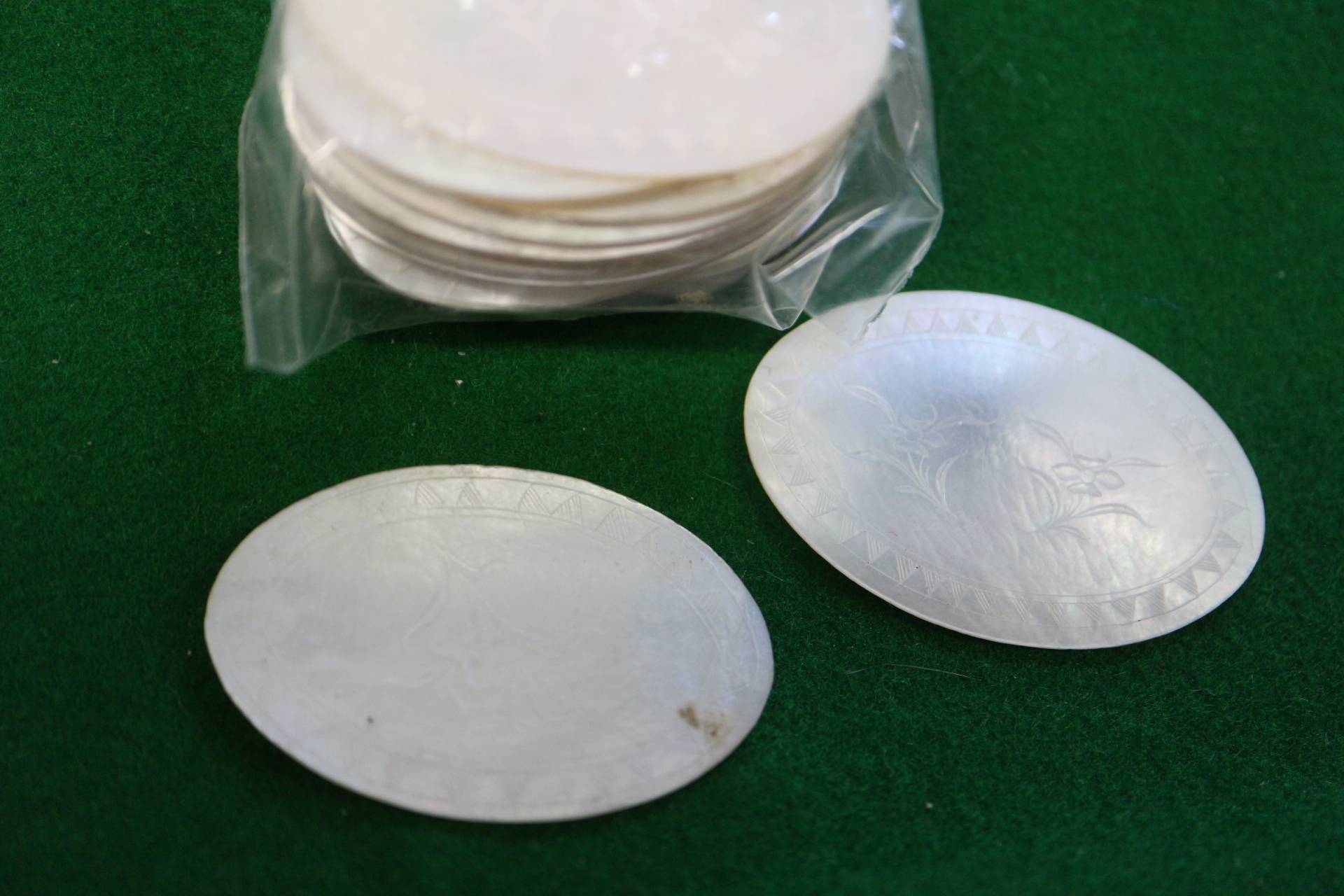 A quantity of Chinese mother-of-pearl gaming counters, 212 approx, and a Chinese blue and white - Image 11 of 12