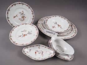 A French porcelain dinner service with crane and Oriental design
