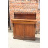 A late 19th century ledge back chiffonier, fitted frieze drawers and cupboards, on block base, 42"